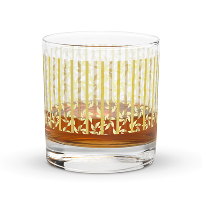 Brutalist Floral Stripe Rocks Glass