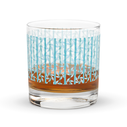 Brutalist Floral Stripe Rocks Glass